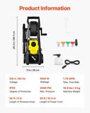 VEVOR Electric Pressure Washer, 2000 PSI, Max. 1.76 GPM Power Washer w/ 30 ft Hose, 5 Quick Connect T3342P311693