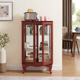 2 Doors Curio Cabinet with Tempered Glass Doors, Curio Cabinets with Mirrored Back Panel and W2275P177196