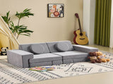 14-Piece Modular Kids Sofa Set All-Sponge Construction Grey Corduroy Free Combination Design 47215748