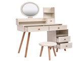 CRAZY ELF Stylish Vanity Table Cushioned Stool, Touch Control LED Mirror, Large Capacity Storage W936110479