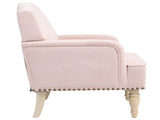 Modern Accent Chair with Retro Wooden Legs & Nailhead Trim, Small Fabric Club Chair, Comfy W3042P262916