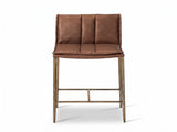 26" Counter Stool - Brown Upholstered Seat, Brass Metal Frame, 26 in. B2751P617763