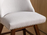 Counter Height Swivel Barstools, 26'' H Seat Height Upholstered Bar Stools Set of 2, Fabric in Ivory W1143P151490
