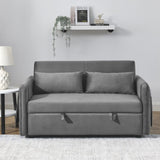 55" Modern Convertible Sofa Bed with 2 Detachable Arm Pockets, Velvet Loveseat Sofa with Pull Out W119363990