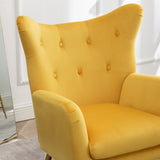 Sovarol Velvet Button-Tufted Wing Back Accent Chair, Yellow T2574P164253