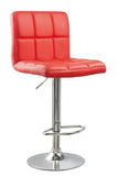 Swivel Faux Leather Adjustable Hydraulic Bar Stool, Set of 2, Red T2574P164842
