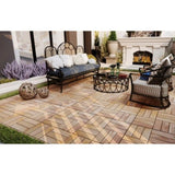 30 PCS Interlocking Deck Tiles Checker Pattern, 12" x 12" Square Yellow Acacia Hardwood Outdoor W2391P160548