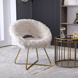 Slatina Faux Fur Upholstered Accent Chair, White T2574P164507