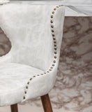 Nevis Mid-century Modern Faux Leather Tufted Nailhead Trim Counter Stool Set of 2, Off-White T2574P165099