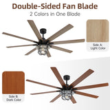 ZNTS Modern 66 Inch Ceiling Fan With 6 Speed Wind 8 Blades Remote Control Reversible DC Motor With Light W934P189487