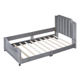 Twin Size Upholstered Daybed with Classic Stripe Shaped Headboard, Gray WF308905AAE