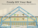 Twin Size Floor Bed Triangle Roof Frame and Support Bed Slats, Montessori Kids Playhouse Bed 25942984