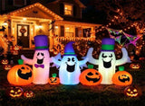 8FT Halloween Inflatable Ghost Pumpkin with RGB Flashing LED Lights, Weatherproof Polyester Yard 94958875