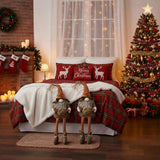 2PCS Set Christmas Gnome Decorations 10.2"x8.7"x24.5" Fabric Sitting Brown Gnomes with Maple Leaves 34798726
