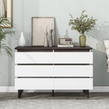 Wide size Drawer Storage Cabinet, 6-drawer Chest of Drawers for Bedroom Living Room, White & Walnut W409134197