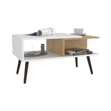 Aranjuez 29" Wide Coffee Table with Three Shelves, Rectangular, Living Room White - Natural Oak B070P254786