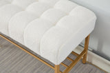 End of Bed Bench with Shelf, Teddy fabric Upholstered Storage Shoe Bench, Modern Bedroom Bench with W2725P237654