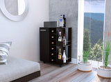 Bartlet 2-Shelf 6-Bottle Bar Cart with Division Black Wengue B06280452