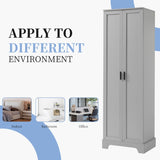 Storage Cabinet with Two Doors for Bathroom, Office, Adjustable Shelf, MDF Board, Grey N725P181207E