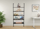 5-layer wall-mounted household steel-wood shelf, density board, iron frame, 61*30.5*182.88cm, black 64446382