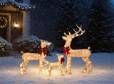 3-Piece Lighted Christmas Reindeer Set Outdoor Decorations, Weather Proof Sparkling Deer 40145997