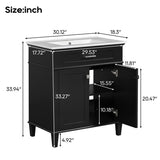 ZNTS 30-inch bathroom vanity with ceramic basin, soft close door and adjustable shelves N729P173380B