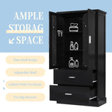 ZNTS Tall Bathroom Storage Cabinet, Cabinet with Two Doors and Drawers, Adjustable Shelf, MDF Board, N725P178675B