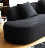 90" Curved Sofa with Throw Pillows, 4 Seater Luxury Velvet Couch with Half Moon Design and B2735P320306