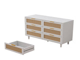 43.31"6-Drawers Rattan Storage Cabinet Rattan Drawer,for Bedroom,Living Room,White W757P234587