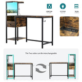 Computer Desk with Power Outlet & Storage Shelves, Study Writing Table with USB Ports Charging W578P191951