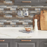 48 Pcs Wood Grain Splicing Wall Sticker Peel And Stick Backsplash PVC Wall Tile, Waterproof And Oil 77767506