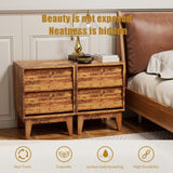 2 Set Nightstands Features Vintage-style and Bevel Design, Made of MDF, Mid Century Modern W578P192477