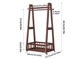 Solid Wood Freestanding Clothing Garment Rack, 23.62"16.34"63.78", Mobile Wooden Clothes Hanger W5368P553346