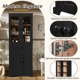67.57" Tall Bathroom Storage Cabinet with Tempered Glass Doors, Adjustable Shelves & Drawer Modern N729P310006B