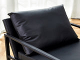 Set of 1 Classic Black PU Leather and Metal Frame Sofa -Ergonomically designed, a perfect blend of W3875P378628
