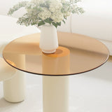 Circular Beige Cream Coffee Table Set Easy Assembly for Living Room W3081P254978