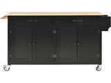 Kitchen Island Cart with Solid Wood Top and Locking Wheels,54.3 Inch Width,4 Door Cabinet and Two 59372861
