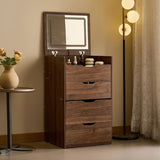 3 in 1 Vanity Desk with Flip Top Mirror, Small Make Up Vanity Set with Visible Glass Desktop, T3685P338703