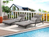 Outdoor Wicker Long Reclining Chair Set of 2 with Cushions, Wicker Reclining Lounge Chair Lawn W874P264727