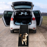 ZNTS 60 inch Nonslip Folding Dog Ramp, Tri-Fold Portable Lightweight Pet Ramp for Cars, Trucks and SUVs 29375862