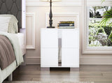 Elegant Nightstand with Metal Foot, Mirrored Bedside Table with 2 Drawers for Bedroom, Living Room, 62606640