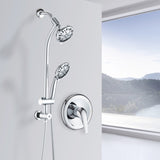 Drill-Free Stainless Steel Slide Bar Combo Rain Showerhead 7-Setting Hand, Dual Shower Head Spa W121947651