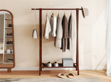 Solid Rubber Wood Folding Coat Rack, A-Frame Standing Clothes Rack with Bottom Storage Shelf 47060129