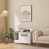 White Cat Litter Box Enclosure,Hidden Litter Box Furniture with top side fence,Wooden Pet House Side W3166P266380