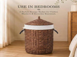 Round Laundry Hamper with Lid, Woven Natural Water Hyacinth Laundry Hamper 38419457