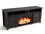 Black Gold Oak Fireplace TV Stand, 147.53976cm, Embossed Melamine Particle Board, Double Barn 77385044