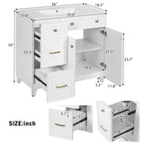 36" Bathroom Vanity with Ceramic Sink, Standard and Double-Layer Drawers, Soft Close Doors, N729P289163K