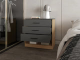 Natural Oak and Matt Grey Dresser with 3-Drawer and Open Shelf B062P290237