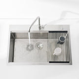 Stainless Steel Kitchen Sink, 30x22 Single Bowl, Overmount Handmade Sink in Brushed, with Cutting T3177P296188