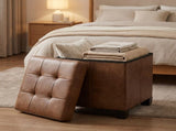 Coffee Brown Foldable Ottoman Storage Bench, Footstool with 660 lb Capacity 60293284